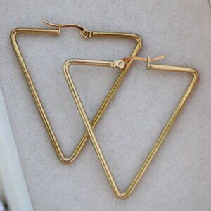 Triangle Style Minimalist Hoop Earrings 18k Gold Plated Stainless Steel